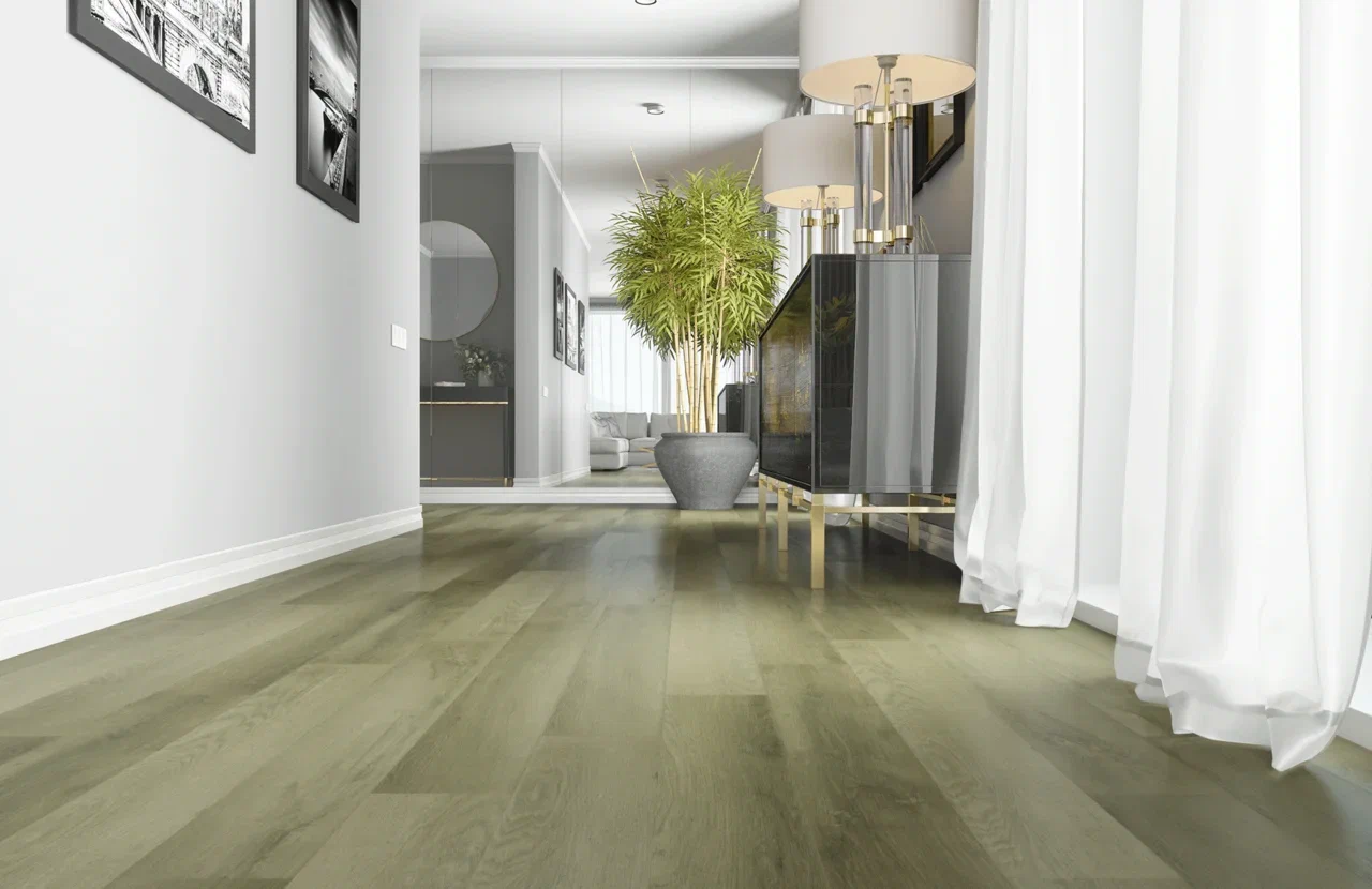 Кварцвиниловый SPC ламинат Home Expert Natural Дуб Весенний луг 0-009 1220×150×3,5 фото в интерьере